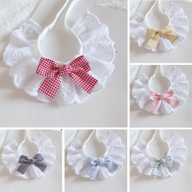 Pet Lace Bib Collar Adjustable Pet Bandana with Bow Handmade Sweet Lace Neck Scarf for Pet Birthday Dress Up Accessories