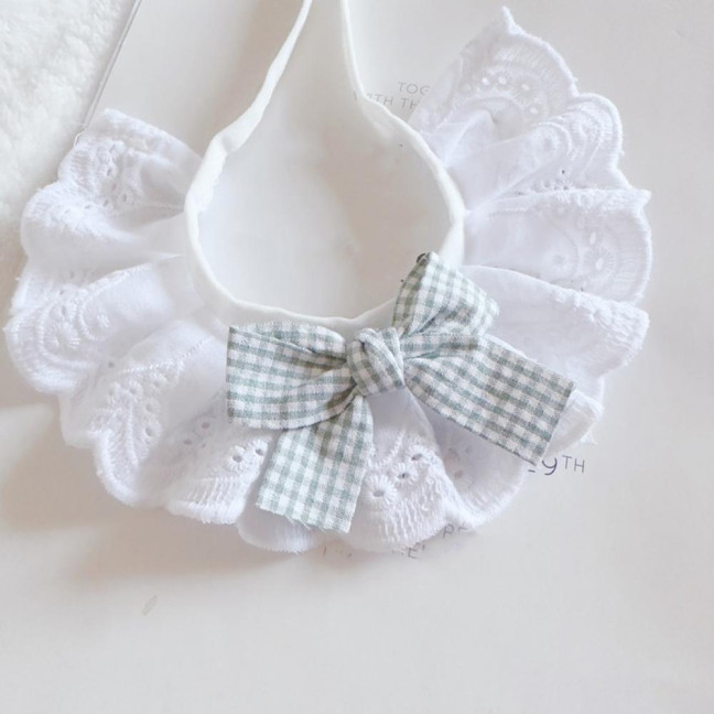 Pet Lace Bib Collar Adjustable Pet Bandana with Bow Handmade Sweet Lace Neck Scarf for Pet Birthday Dress Up Accessories