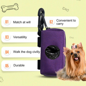 Dog Poop Bag Holder Leak Proof Waste Bag Dispenser Hygienic Pet Poop Pickup Bag Holder with Carabiner Clip for Lead Leash