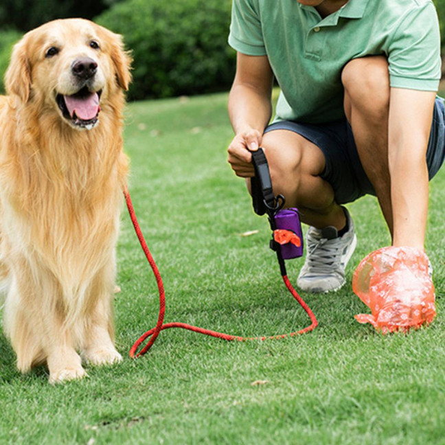 Dog Poop Bag Holder Leak Proof Waste Bag Dispenser Hygienic Pet Poop Pickup Bag Holder with Carabiner Clip for Lead Leash