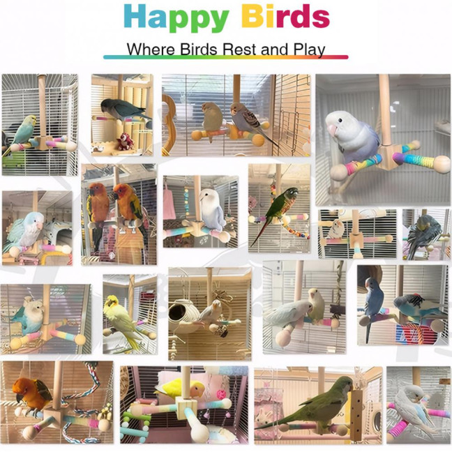 Spinning Birds Stand Perch Toy 360-degree Rotating Wooden Interactive Parrot Exercise Wheel Perch Toy Cage Accessory for Parakeets Budgies Lovebirds Finch Conures Spinning Birds Stand Perch Toy 360-degree Rotating Wooden Interactive Parrot Exercise Wheel Perch Toy Cage Accessory for Parakeets Budgies Lovebirds Finch Conures