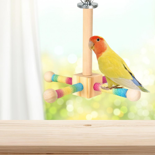 Spinning Birds Stand Perch Toy 360-degree Rotating Wooden Interactive Parrot Exercise Wheel Perch Toy Cage Accessory for Parakeets Budgies Lovebirds Finch Conures Spinning Birds Stand Perch Toy 360-degree Rotating Wooden Interactive Parrot Exercise Wheel Perch Toy Cage Accessory for Parakeets Budgies Lovebirds Finch Conures