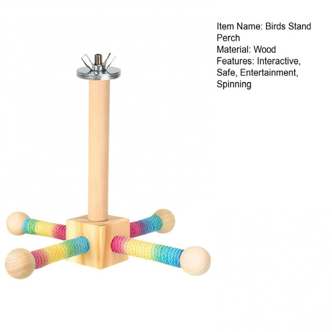 Spinning Birds Stand Perch Toy 360-degree Rotating Wooden Interactive Parrot Exercise Wheel Perch Toy Cage Accessory for Parakeets Budgies Lovebirds Finch Conures Spinning Birds Stand Perch Toy 360-degree Rotating Wooden Interactive Parrot Exercise Wheel Perch Toy Cage Accessory for Parakeets Budgies Lovebirds Finch Conures
