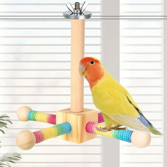 Spinning Birds Stand Perch Toy 360-degree Rotating Wooden Interactive Parrot Exercise Wheel Perch Toy Cage Accessory for Parakeets Budgies Lovebirds Finch Conures Spinning Birds Stand Perch Toy 360-degree Rotating Wooden Interactive Parrot Exercise Wheel Perch Toy Cage Accessory for Parakeets Budgies Lovebirds Finch Conures