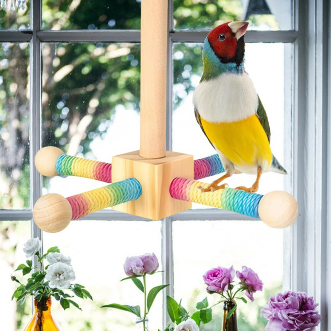 Spinning Birds Stand Perch Toy 360-degree Rotating Wooden Interactive Parrot Exercise Wheel Perch Toy Cage Accessory for Parakeets Budgies Lovebirds Finch Conures Spinning Birds Stand Perch Toy 360-degree Rotating Wooden Interactive Parrot Exercise Wheel Perch Toy Cage Accessory for Parakeets Budgies Lovebirds Finch Conures