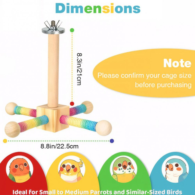 Spinning Birds Stand Perch Toy 360-degree Rotating Wooden Interactive Parrot Exercise Wheel Perch Toy Cage Accessory for Parakeets Budgies Lovebirds Finch Conures Spinning Birds Stand Perch Toy 360-degree Rotating Wooden Interactive Parrot Exercise Wheel Perch Toy Cage Accessory for Parakeets Budgies Lovebirds Finch Conures