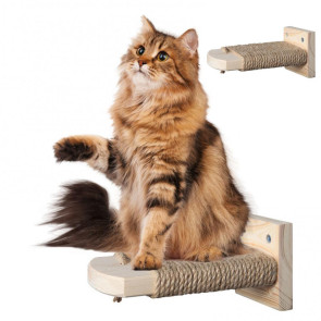 Cat Climbing Steps for Crate Cage Sisal Hemp Covered Pet Scratching Step Cat Perch Furniture Cage Shelf Ladder with Install Screws for Kittens Adult Cats 