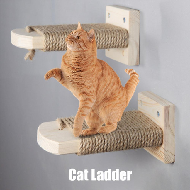 Cat Climbing Steps for Crate Cage Sisal Hemp Covered Pet Scratching Step Cat Perch Furniture Cage Shelf Ladder with Install Screws for Kittens Adult Cats 