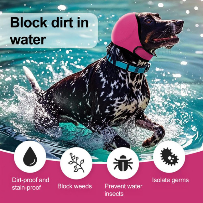 Dog Ear Muffs No Shake Ear Wrap Elastic Waterproof Ear Protector for Hematoma Bathing Drying Swim Noise Anxiety Relief 