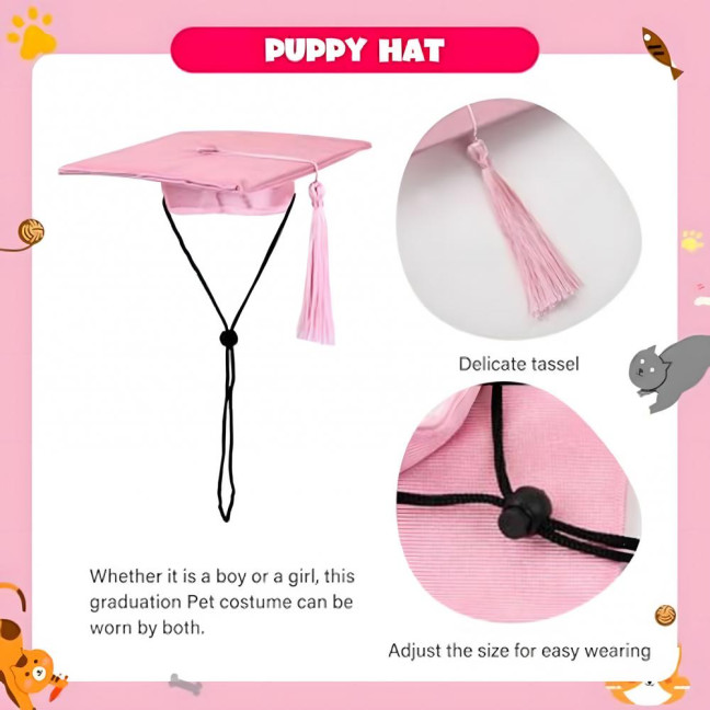 2025 Dog Graduation Costume Set Pet Graduation Cap with Tassel And Washable Gown Set for Dogs Cats Holiday Halloween Party Accessory