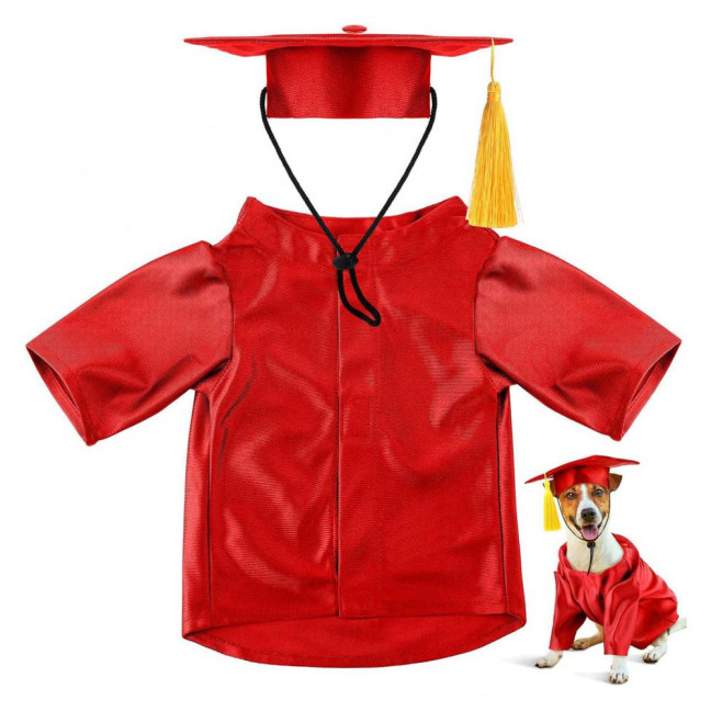 2025 Dog Graduation Costume Set Pet Graduation Cap with Tassel And Washable Gown Set for Dogs Cats Holiday Halloween Party Accessory