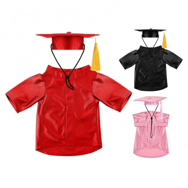 2025 Dog Graduation Costume Set Pet Graduation Cap with Tassel And Washable Gown Set for Dogs Cats Holiday Halloween Party Accessory