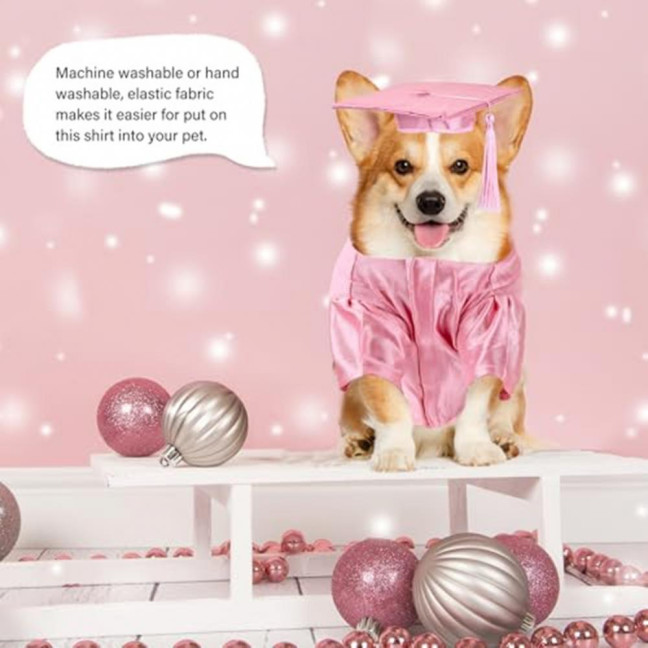 2025 Dog Graduation Costume Set Pet Graduation Cap with Tassel And Washable Gown Set for Dogs Cats Holiday Halloween Party Accessory