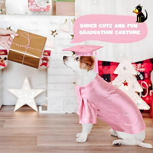 2025 Dog Graduation Costume Set Pet Graduation Cap with Tassel And Washable Gown Set for Dogs Cats Holiday Halloween Party Accessory