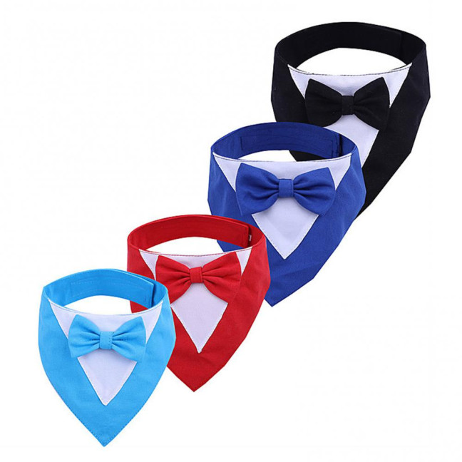 Dog Tuxedo Bandana Formal Wedding Outfit with Bowtie Pet Triangle Bibs Scarf Adjustable Pet Collar for Small Medium Dogs Cats Dog Tuxedo Bandana Formal Wedding Outfit with Bowtie Pet Triangle Bibs Scarf Adjustable Pet Collar for Small Medium Dogs Cats
