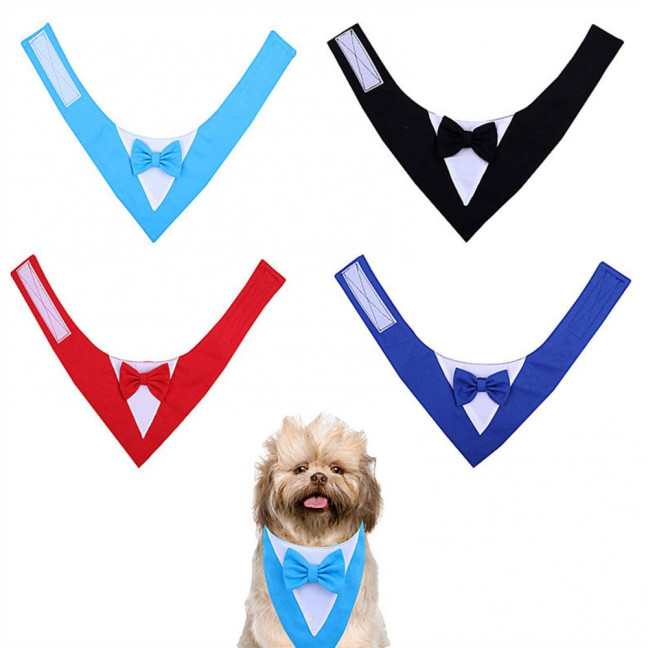 Dog Tuxedo Bandana Formal Wedding Outfit with Bowtie Pet Triangle Bibs Scarf Adjustable Pet Collar for Small Medium Dogs Cats Dog Tuxedo Bandana Formal Wedding Outfit with Bowtie Pet Triangle Bibs Scarf Adjustable Pet Collar for Small Medium Dogs Cats