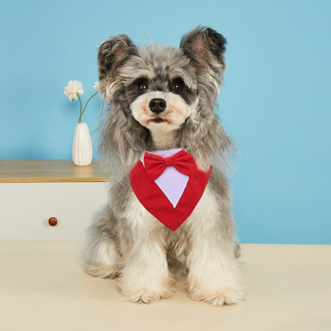 Dog Tuxedo Bandana Formal Wedding Outfit with Bowtie Pet Triangle Bibs Scarf Adjustable Pet Collar for Small Medium Dogs Cats Dog Tuxedo Bandana Formal Wedding Outfit with Bowtie Pet Triangle Bibs Scarf Adjustable Pet Collar for Small Medium Dogs Cats