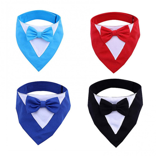 Dog Tuxedo Bandana Formal Wedding Outfit with Bowtie Pet Triangle Bibs Scarf Adjustable Pet Collar for Small Medium Dogs Cats Dog Tuxedo Bandana Formal Wedding Outfit with Bowtie Pet Triangle Bibs Scarf Adjustable Pet Collar for Small Medium Dogs Cats