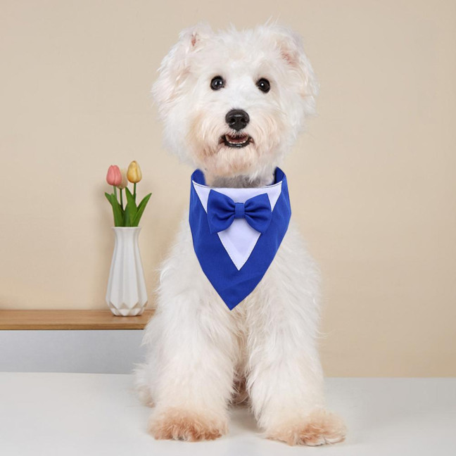Dog Tuxedo Bandana Formal Wedding Outfit with Bowtie Pet Triangle Bibs Scarf Adjustable Pet Collar for Small Medium Dogs Cats Dog Tuxedo Bandana Formal Wedding Outfit with Bowtie Pet Triangle Bibs Scarf Adjustable Pet Collar for Small Medium Dogs Cats
