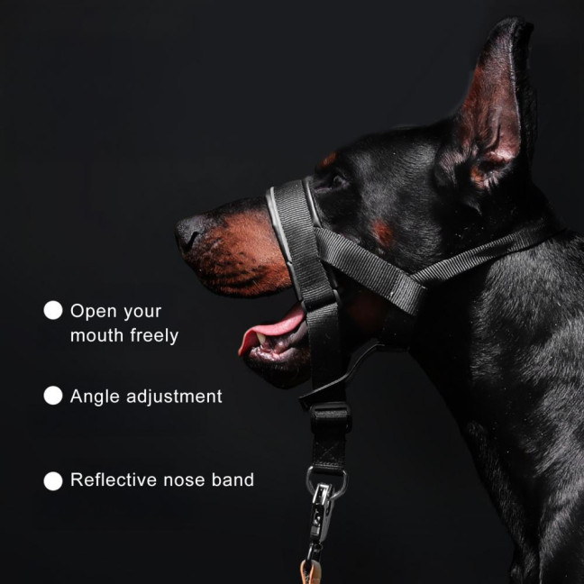 No-Pull Dog Head Collar Adjustable Dog Head Halter with Padded Nose Band Reflective Training Muzzle Leash for Medium Large Dogs
