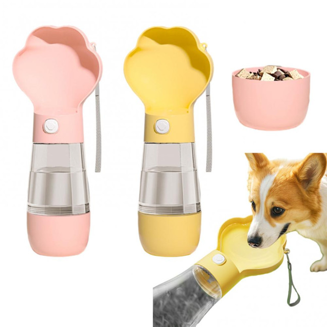 400ml Dog Water Bottle with Food Container Portable Travel Puppy Water Bowl Leak Proof Dog Water Dispenser for Outdoor Walking Hiking