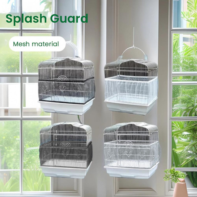 Birds Cage Seeds Cather Adjustable Airy Nylon Mesh Net Dustproof Birdcage Cover Skirt for Parrot Parakeet Macaw African Round Square Cages