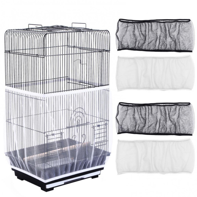 Birds Cage Seeds Cather Adjustable Airy Nylon Mesh Net Dustproof Birdcage Cover Skirt for Parrot Parakeet Macaw African Round Square Cages