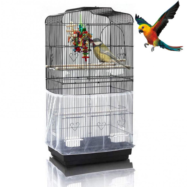 Birds Cage Seeds Cather Adjustable Airy Nylon Mesh Net Dustproof Birdcage Cover Skirt for Parrot Parakeet Macaw African Round Square Cages