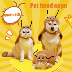 Cat Cockroach Cape Warm Velvet Cockroach Apparel with Antennae Pet Cosplay Accessory for Small And Medium Pets 