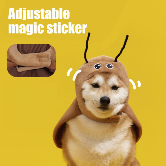 Cat Cockroach Cape Warm Velvet Cockroach Apparel with Antennae Pet Cosplay Accessory for Small And Medium Pets 