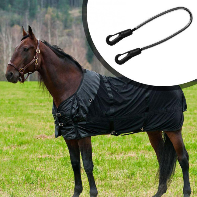 Horse Blanket Leg Straps Elastic Horse Blanket Straps Replacement with Double Ended Clips Adjustable Length 21
