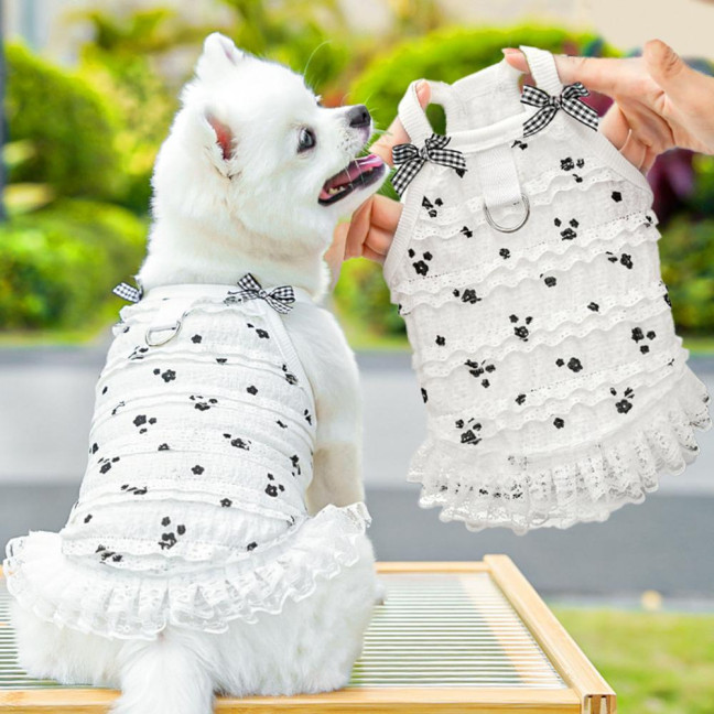 Summer Dog Dress Ruffle Trim Girls Dog Princess Dress Flower Print Pet Clothes for Small Medium Cats Dogs Kitten Puppy