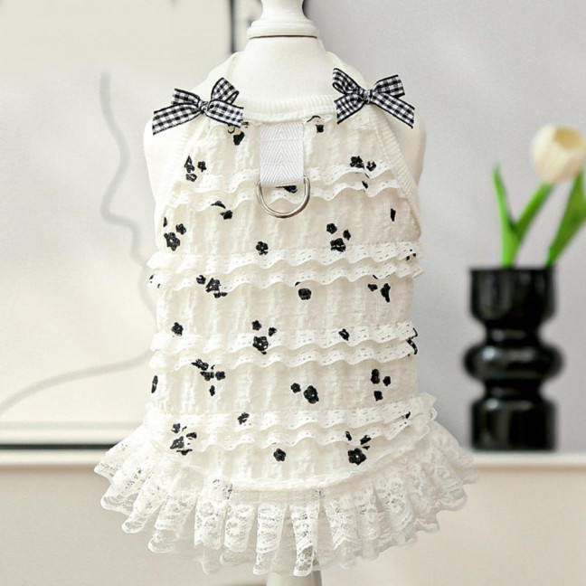 Summer Dog Dress Ruffle Trim Girls Dog Princess Dress Flower Print Pet Clothes for Small Medium Cats Dogs Kitten Puppy