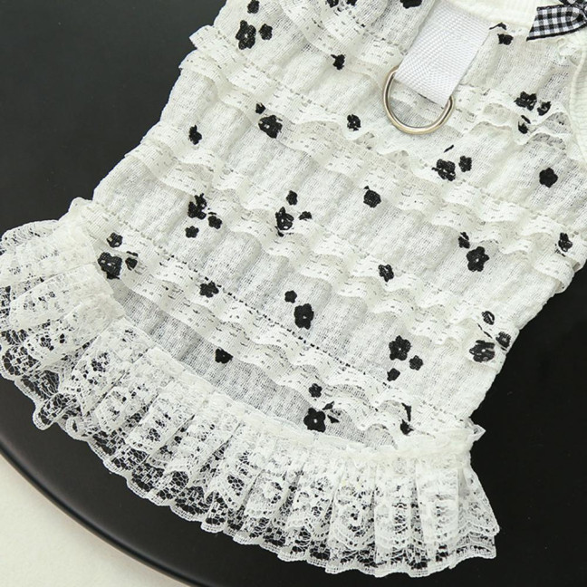 Summer Dog Dress Ruffle Trim Girls Dog Princess Dress Flower Print Pet Clothes for Small Medium Cats Dogs Kitten Puppy