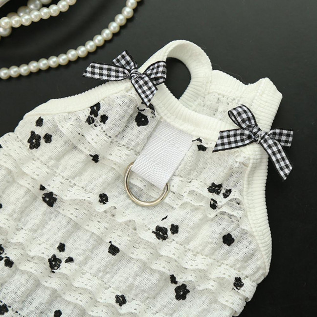 Summer Dog Dress Ruffle Trim Girls Dog Princess Dress Flower Print Pet Clothes for Small Medium Cats Dogs Kitten Puppy