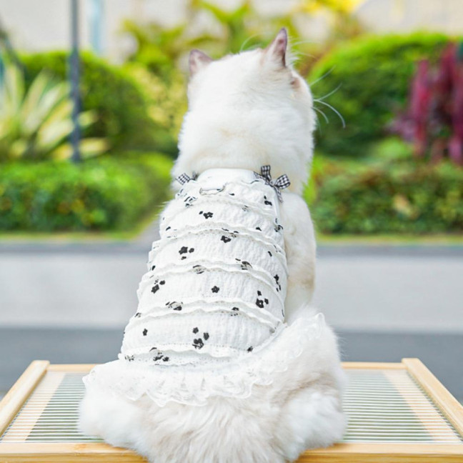 Summer Dog Dress Ruffle Trim Girls Dog Princess Dress Flower Print Pet Clothes for Small Medium Cats Dogs Kitten Puppy
