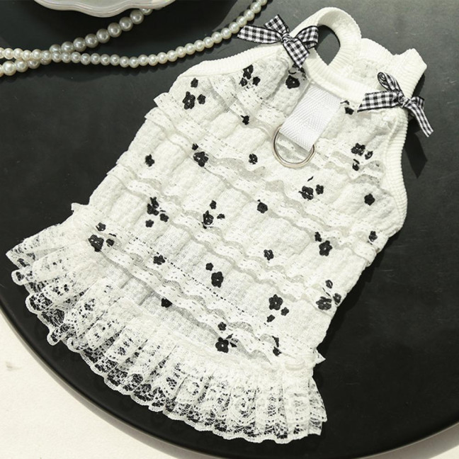Summer Dog Dress Ruffle Trim Girls Dog Princess Dress Flower Print Pet Clothes for Small Medium Cats Dogs Kitten Puppy