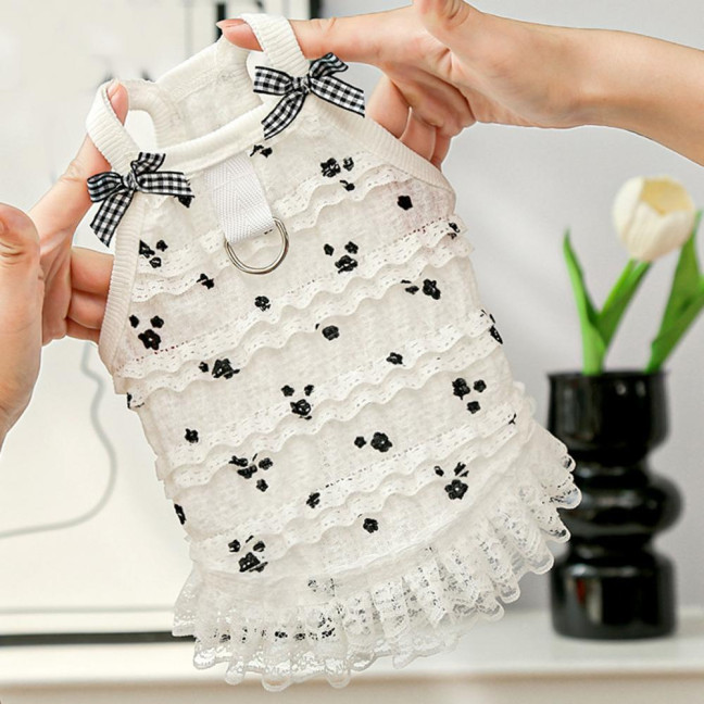 Summer Dog Dress Ruffle Trim Girls Dog Princess Dress Flower Print Pet Clothes for Small Medium Cats Dogs Kitten Puppy