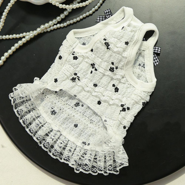 Summer Dog Dress Ruffle Trim Girls Dog Princess Dress Flower Print Pet Clothes for Small Medium Cats Dogs Kitten Puppy