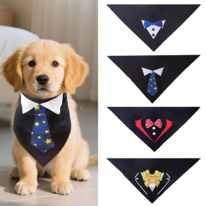 Dog Tuxedo Collar with Bow Tie Adjustable Pet Tux Suit Bandana Formal Dog Wedding Party Attire for Birthday Party Dress-up Accessory