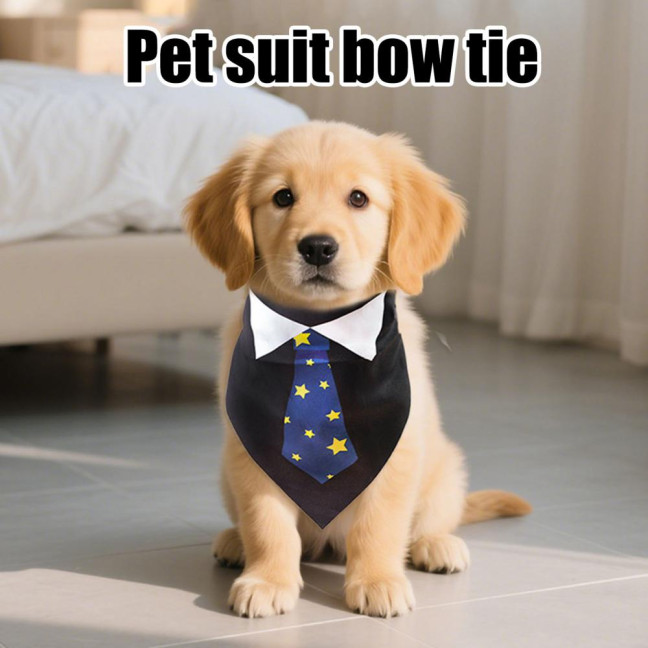 Dog Tuxedo Collar with Bow Tie Adjustable Pet Tux Suit Bandana Formal Dog Wedding Party Attire for Birthday Party Dress-up Accessory
