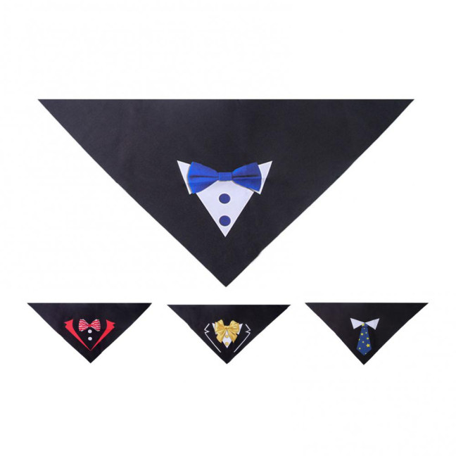 Dog Tuxedo Collar with Bow Tie Adjustable Pet Tux Suit Bandana Formal Dog Wedding Party Attire for Birthday Party Dress-up Accessory