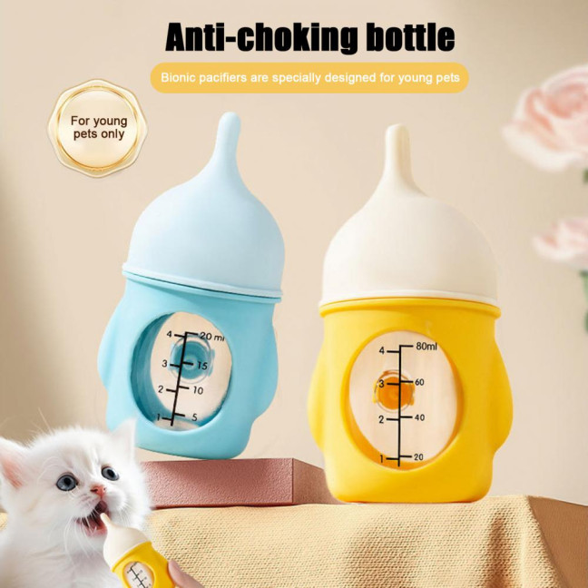 20/80ml Kitten Milk Bottle Pet Feeder Bottle Anti-Choking Dog Cat Milk Feeding Bottle for Nursing Newborn Kittens Puppies Small Animals