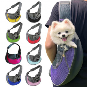 Pet Carrier Backpack Large Capacity Zipper Closure Hands-Free Mesh Sling Bag Breathable Design Mesh Cloth Crossbody Shoulder Bag