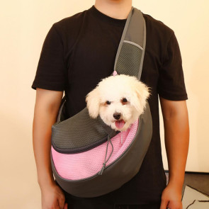 Pet Carrier Backpack Large Capacity Zipper Closure Hands-Free Mesh Sling Bag Breathable Design Mesh Cloth Crossbody Shoulder Bag