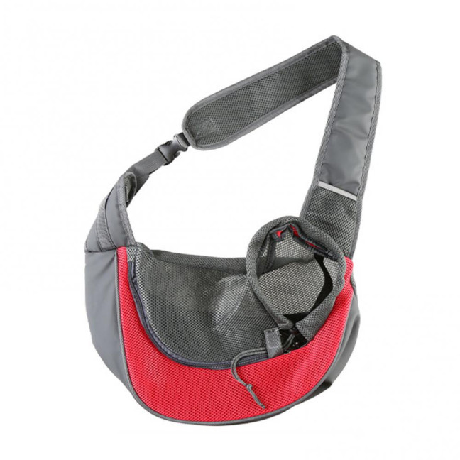 Pet Carrier Backpack Large Capacity Zipper Closure Hands-Free Mesh Sling Bag Breathable Design Mesh Cloth Crossbody Shoulder Bag