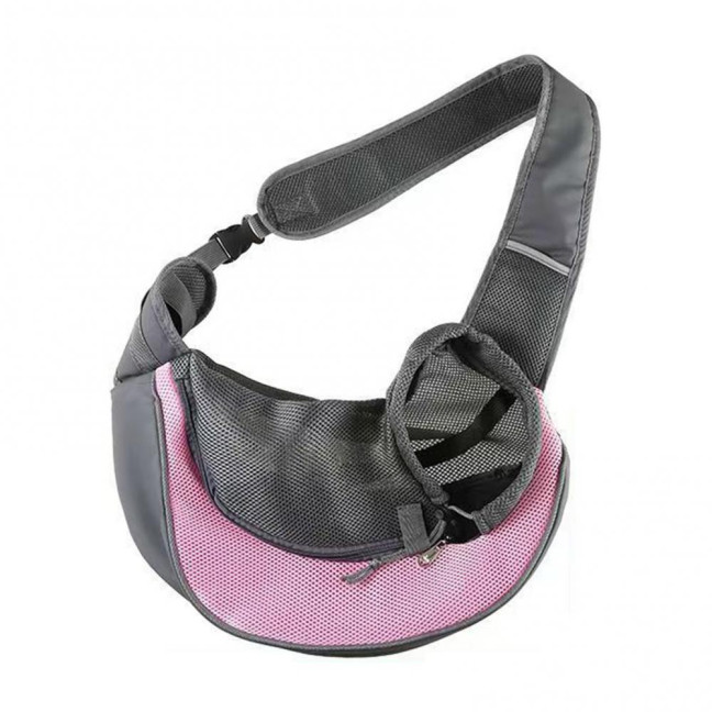 Pet Carrier Backpack Large Capacity Zipper Closure Hands-Free Mesh Sling Bag Breathable Design Mesh Cloth Crossbody Shoulder Bag