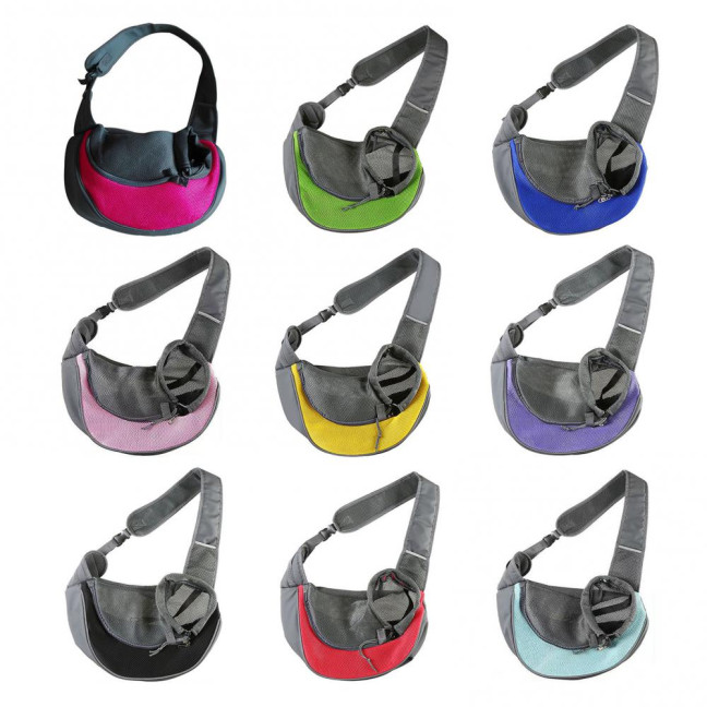 Pet Carrier Backpack Large Capacity Zipper Closure Hands-Free Mesh Sling Bag Breathable Design Mesh Cloth Crossbody Shoulder Bag