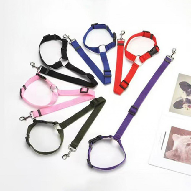 Removable Dog Car Seat Belt Adjustable Dog Seatbelt Harness Pet Car Restraint System Secures to Vehicle Headrest for Small Medium Large Dogs 