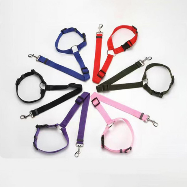 Removable Dog Car Seat Belt Adjustable Dog Seatbelt Harness Pet Car Restraint System Secures to Vehicle Headrest for Small Medium Large Dogs 